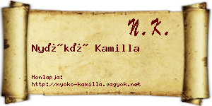 Nyókó Kamilla névjegykártya